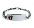 Classic Stainless Steel ID Bracelet with raised medical emblem.