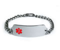 Premium Classic Stainless Steel ID Bracelet with red emblem.