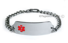 Premium Classic Stainless Steel ID Bracelet with red emblem. - Click Image to Close