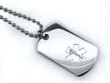 Premium Medical Mini Dog Tag with engraved medical Emblem.