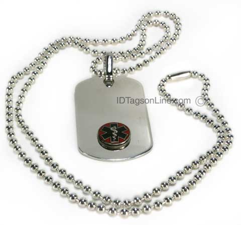 Premium Medical ID Dog Tag with Raised emblem (6 lines engraved) - Click Image to Close
