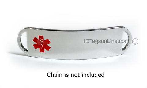 Premium Stainless Steel ID Tag with Red emblem, D - Style. - Click Image to Close