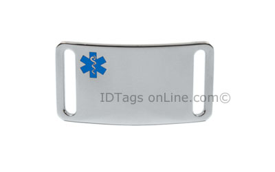 Sport ID Tag with blue Medical Emblem (12 lines of engraving).. - Click Image to Close