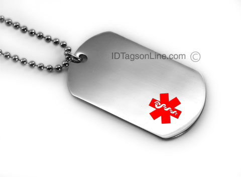 Pisces Healthcare Medical ID Dog Tag (12 lines engraved). - Click Image to Close