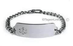 Premium Stainless Steel ID Bracelet with clear emblem.(10 lines)