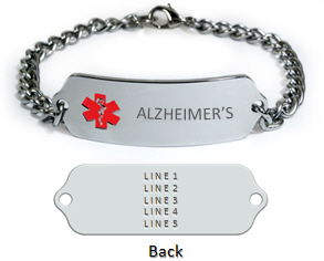 Alzheimer’s Medical ID Bracelet with 5 lines engraving.