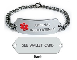 Adrenal Insufficiency Medical ID Bracelet.