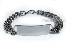 D- Style Travel Personalized ID Bracelet with wide chain.