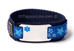 Sport Medical ID Bracelet with Blue Emblem. Size 6.5" Max.