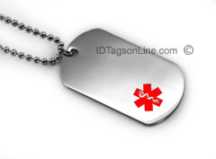 Premium Medical ID Dog Tag with Red emblem (6 lines engraved).