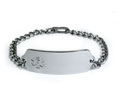 Premium Stainless Steel ID Bracelet with clear emblem.(10 lines)