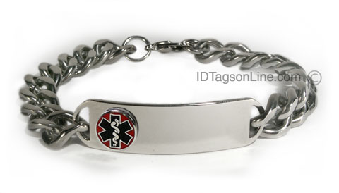 D- Style ID Bracelet with wide chain and raised emblem. - Click Image to Close