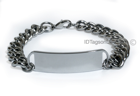 D- Style Travel Personalized ID Bracelet with wide chain. - Click Image to Close