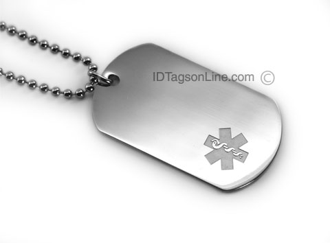 Premium Medical ID Dog Tag with clear emblem (6 lines engraved). - Click Image to Close