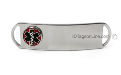 Premium Stainless Steel ID Tag with raised emblem, D - Style.