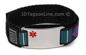 Stainless Steel Sport ID Bracelet with colored Medical Emblem