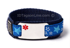 Double sided Stainless Steel Sport ID Bracelet, colored Emblem.